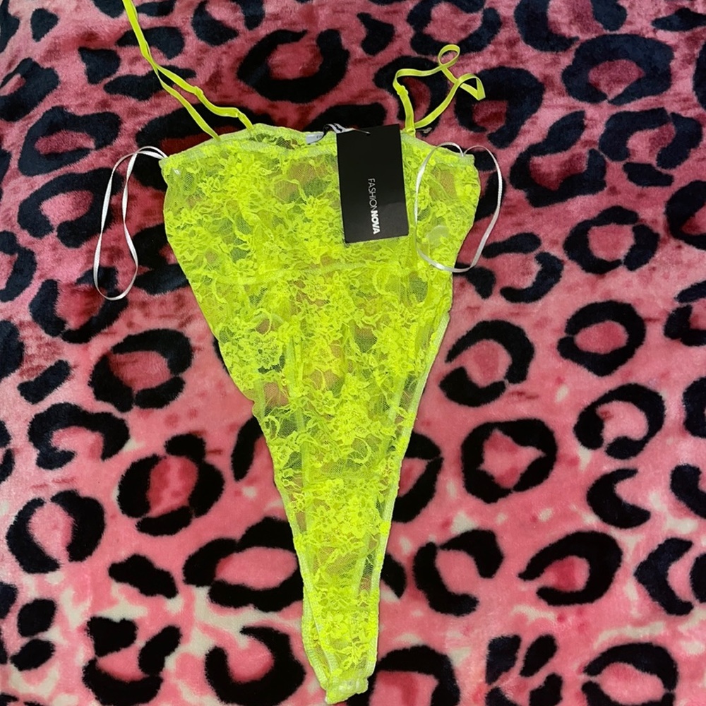 Neon lace bodysuit